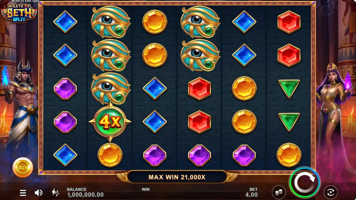 Wrath of Seth – Split slot machine interface na may temang Egyptian